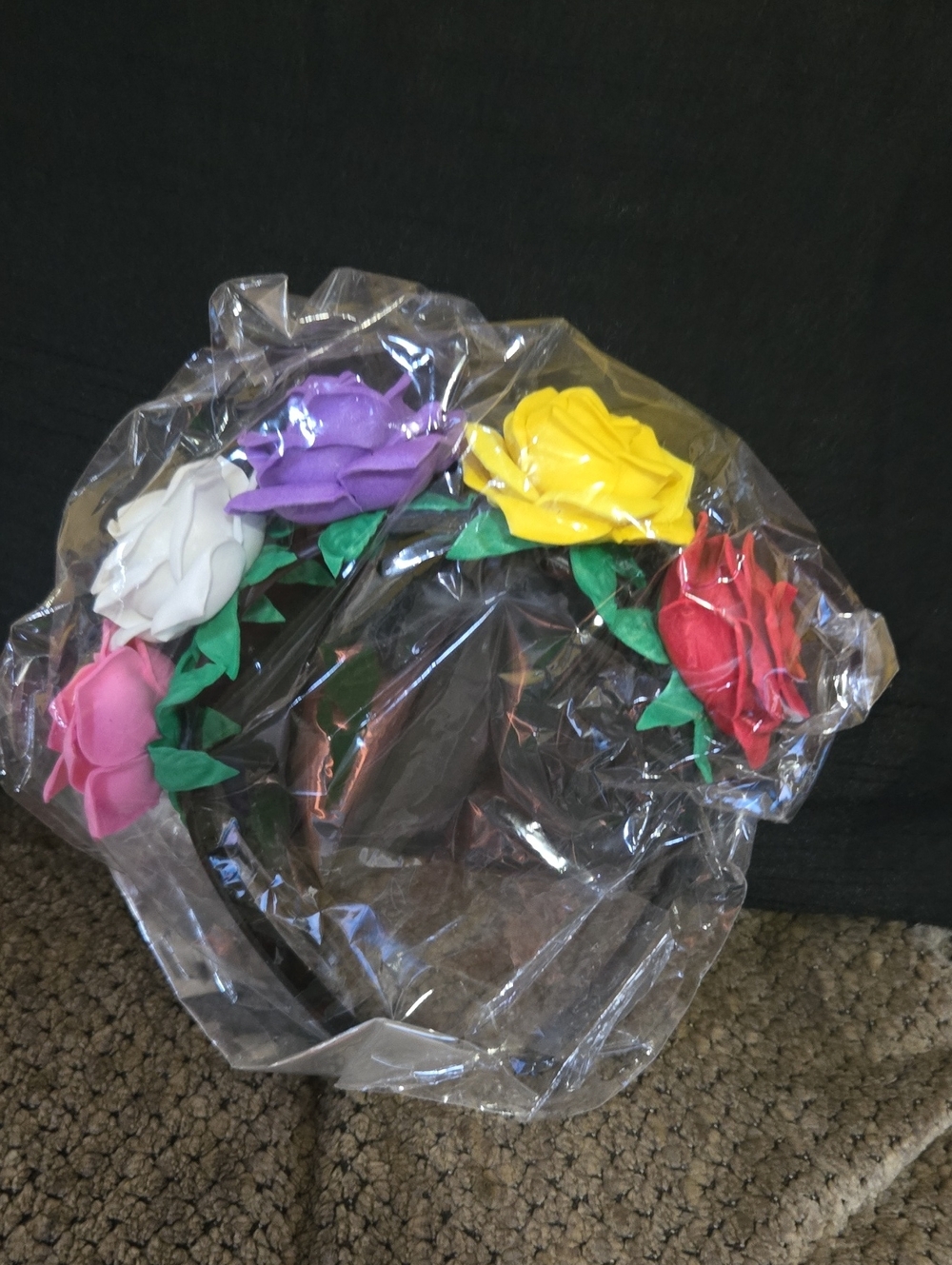 Colorful Floral Headband with Multicolor Roses Mexican New Rainbow Flower